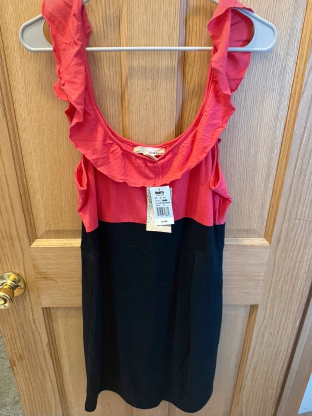 Derek Heart Coral and Black Ruffle Tank Dress